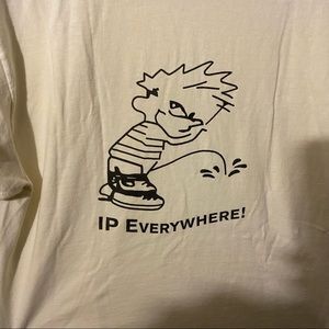 CISCO SYSTEMS Vintage Rare 12000 Routers Calvin White SS T-Shirt Size M